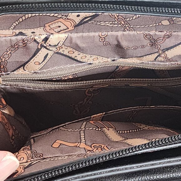 La Terre Black Peta Apprvd Vegan Braided Handle Gold Accent Feet Handbag w/Strap - Picture 16 of 16